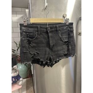 AmericanEagle Micro Mini Cut-off Black Sz6 Beach Festival Concert Y2K Boho